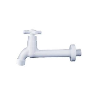 Cod. 1385 - TORNEIRA  PIA ABS BRANCA (L) 18CM C/ AREJ CRUZETA CIVITT
